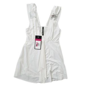 New Taboga Girl's Junior's Size S Sequined White Sleeveless Blouse Top i Am Me